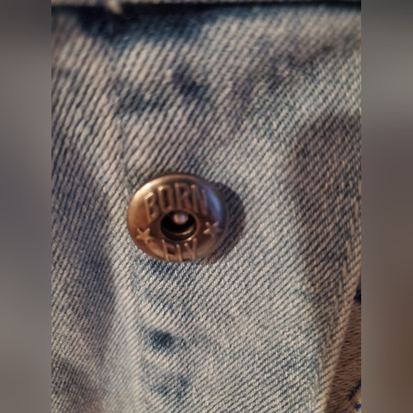 Born-Fly Distressed Embroidered Denim Jean Jacket Size XL - Picture 3 of 7